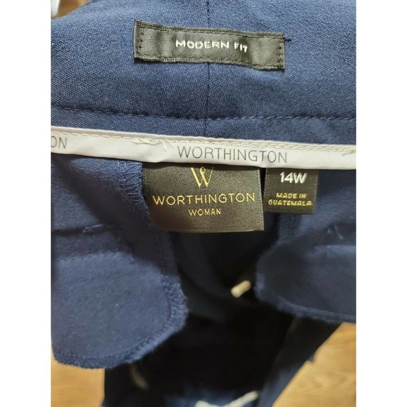 Worthington Women's Solid Blue Polyester Mid Rise Modern Fit Dress Pant Size 14W - Picture 9 of 12